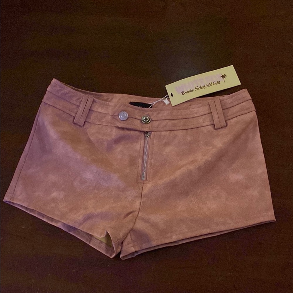 White Fox Boutique Leather Brown Shorts